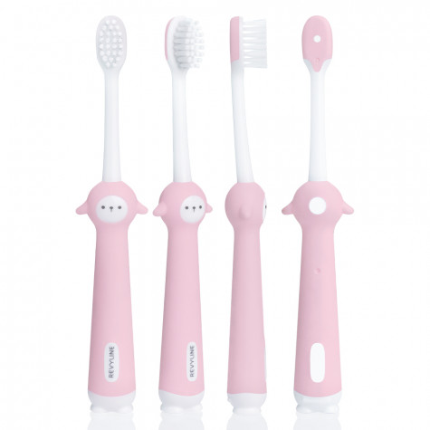 Детская зубная щетка Revyline Sheep 3+ с песочными часами, розовая